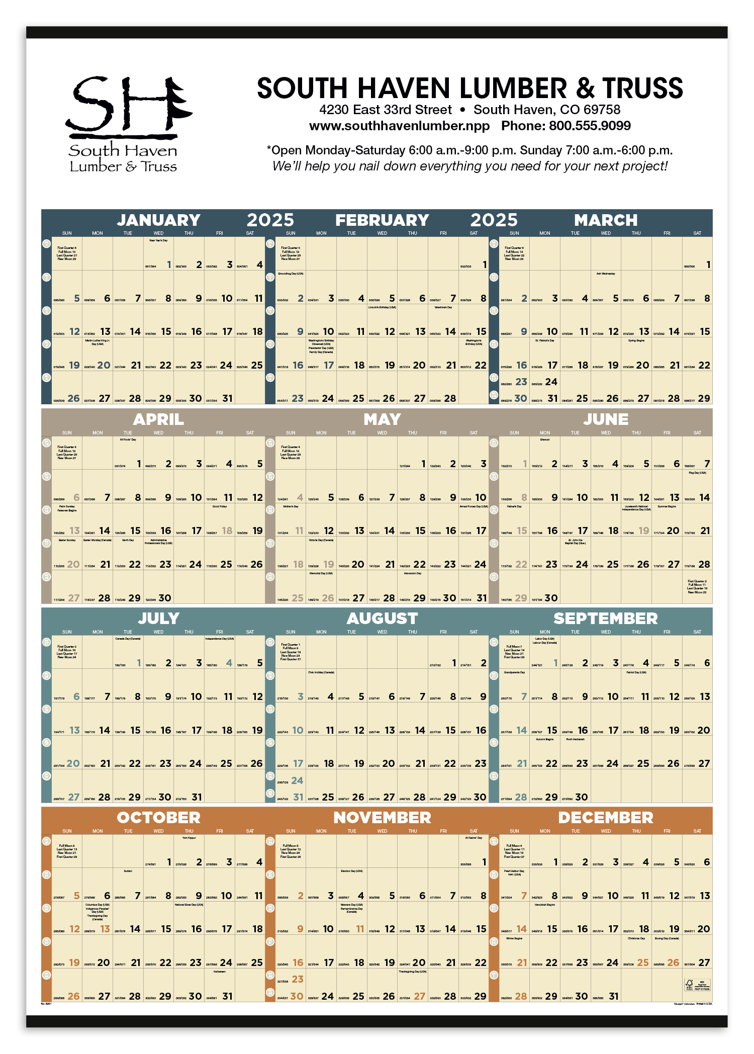 Custom Imprinted Span-A-Year Calendar