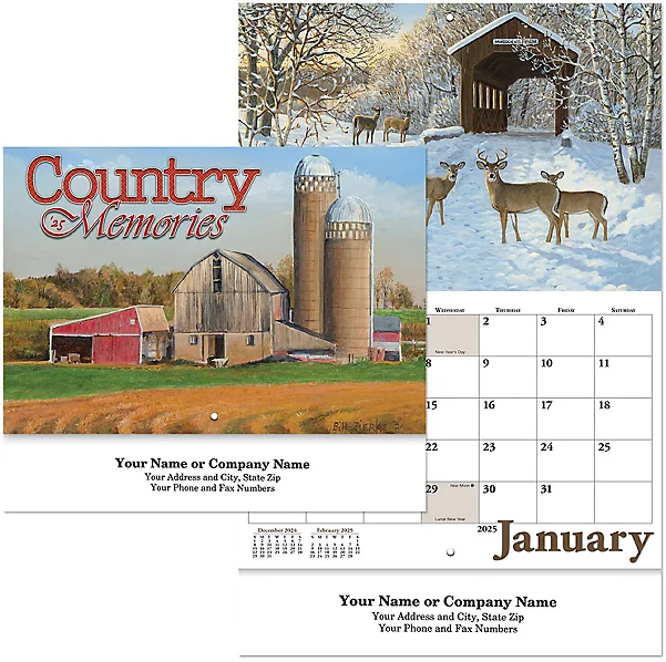 Custom Imprinted Calendar - Country Memories Stapled #3042