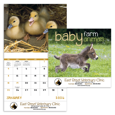 Custom Imprinted Calendar - Baby Farm Animals #7220 Custom Imprinted Calendar - Baby Farm Animals #7220