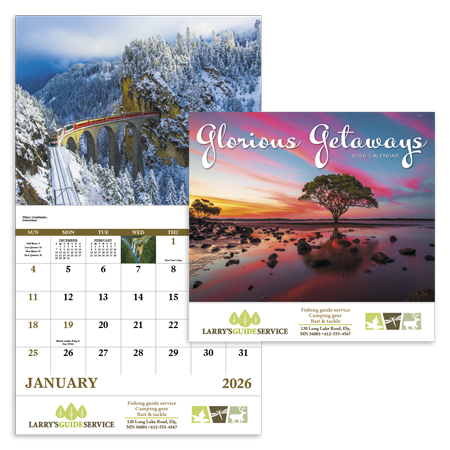 Custom Imprinted Calendar - Glorious Getaways #7225 Custom Imprinted Calendar - Glorious Getaways #7225