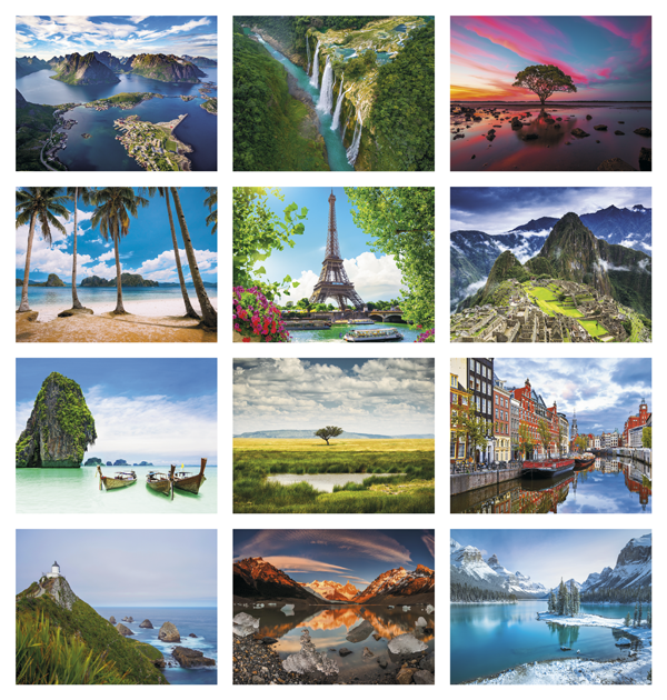 Click to Enlarge Monthly Images- Glorious Getaways #7225 Custom Imprinted Calendar - Glorious Getaways #7225