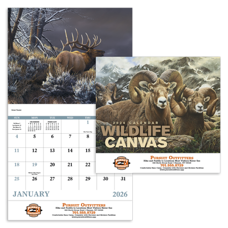 Custom Imprinted Calendar - Wildlife Canvas #7238 Custom Imprinted Calendar - Wildlife Canvas #7238