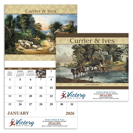 Custom Imprinted Calendar - Currier & Ives #7241