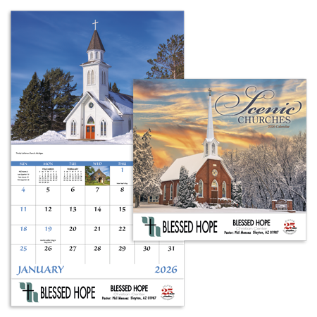Custom Imprinted Calendar - Scenic Churches #7245 Custom Imprinted Calendar - Scenic Churches #7245
