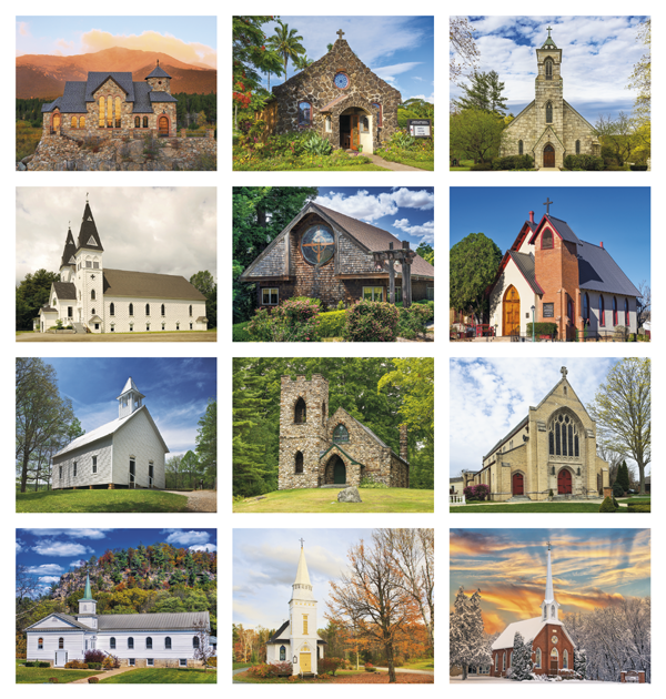 Click to Enlarge Monthly Images- Scenic Churches #7245 Custom Imprinted Calendar - Scenic Churches #7245