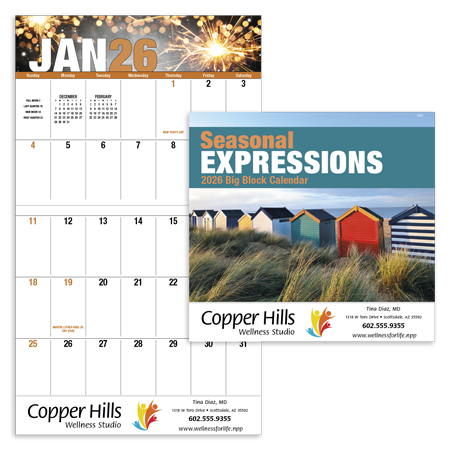 Custom Imprinted Calendar - Seasonal Expressions Big Block #7250