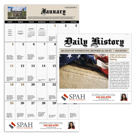 Custom Imprinted Calendar - Daily History #7252 Custom Imprinted Calendar - Daily History #7252