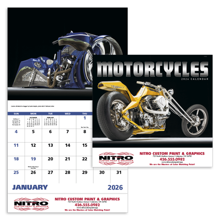 Custom Imprinted Calendar - Motorcycles #7256 Custom Imprinted Calendar - Motorcycles #7256