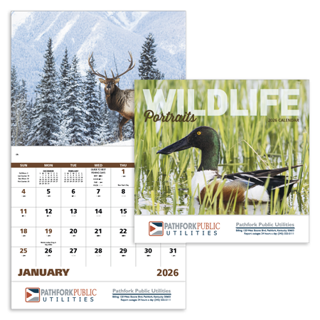 Custom Imprinted Calendar - Wildlife Portraits #7263 Custom Imprinted Calendar - Wildlife Portraits #7263