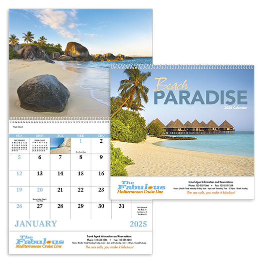 Custom Imprinted Calendar - Beach Paradise #7268