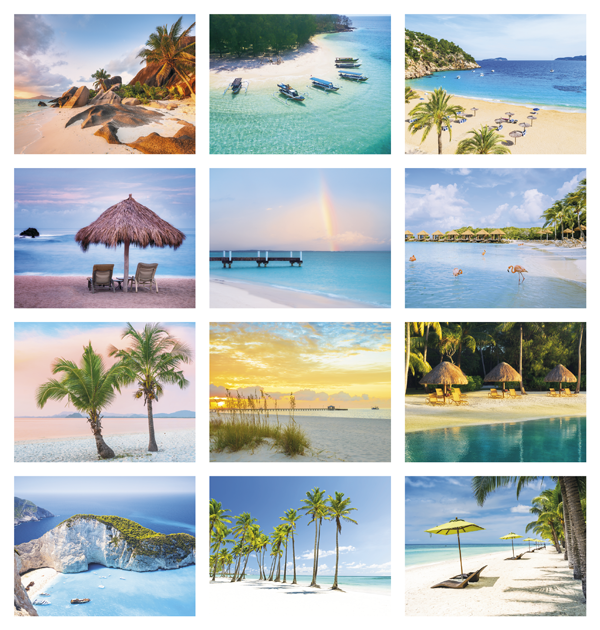 Click to Enlarge Monthly Images- Beach Paradise #7268 Custom Imprinted Calendar - Beach Paradise #7268