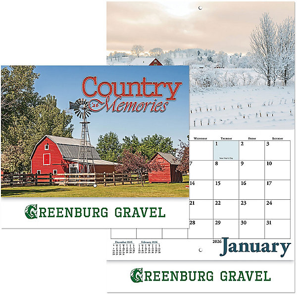Custom Imprinted Calendar - Country Memories Stapled #3042 Custom Imprinted Calendar - Country Memories Stapled #3042