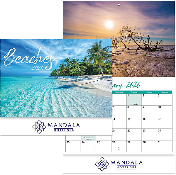 Custom Imprinted Calendar - Beaches Stapled #3060 Custom Imprinted Calendar - Beaches Stapled #3060