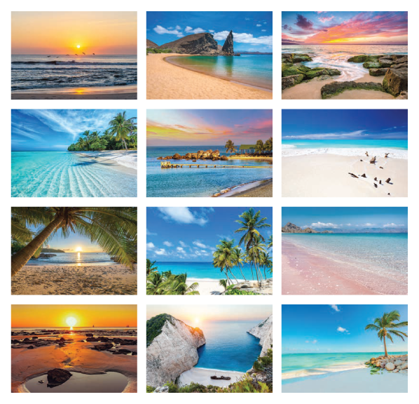 Click to Enlarge Monthly Images- Beaches Stapled #3060 Custom Imprinted Calendar - Beaches Stapled #3060