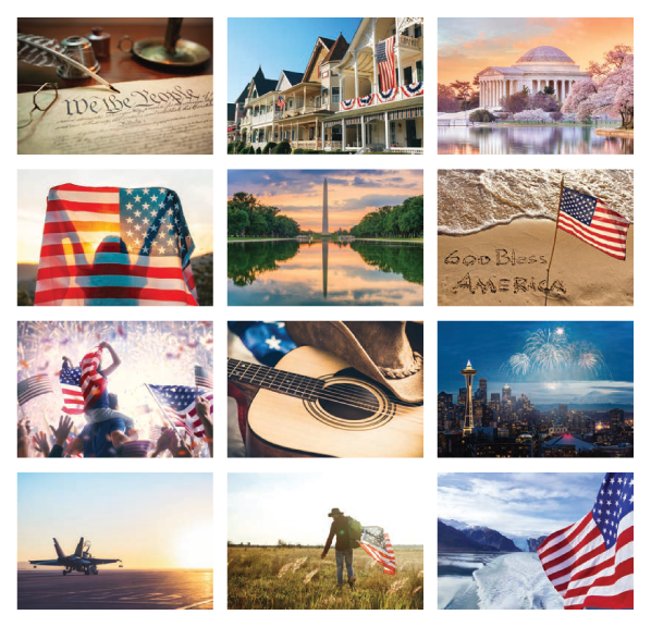 Click to Enlarge Monthly Images- American Glory Stapled #3075 Custom Imprinted Calendar - American Glory Stapled #3075