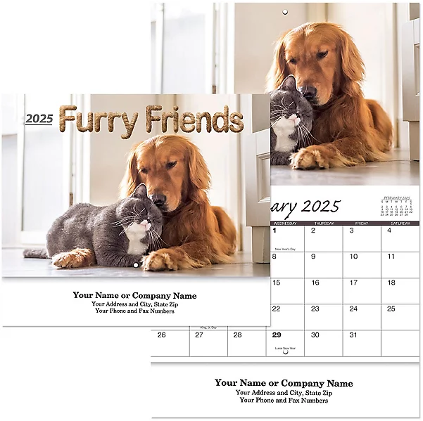 Custom Imprinted Calendar - Furry Friends Stapled #3093