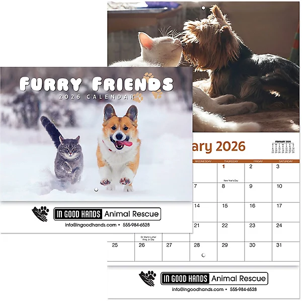 Custom Imprinted Calendar - Furry Friends Stapled #3093