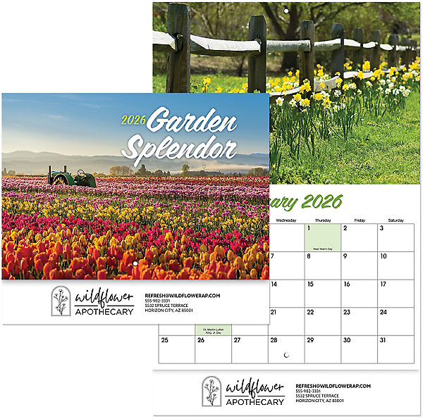 Custom Imprinted Calendar - Garden Splendor Stapled #3095 Custom Imprinted Calendar - Garden Splendor Stapled #3095