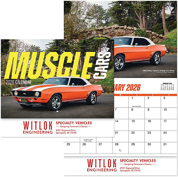 Custom Imprinted Calendar - Muscle Cars Stapled #3096