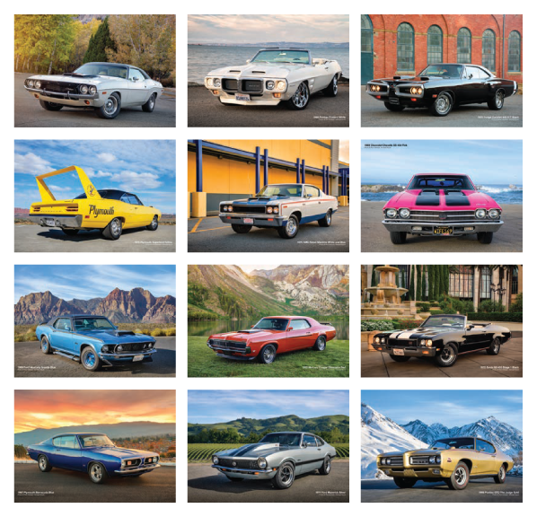 Click to Enlarge Monthly Images- Muscle Cars Stapled #3096 Custom Imprinted Calendar - Muscle Cars Stapled #3096