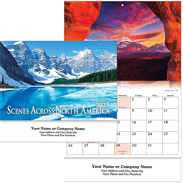 Custom Imprinted Calendar - Scenes Across North America Stapled #3099 Custom Imprinted Calendar - Scenes Across North America Stapled #3099