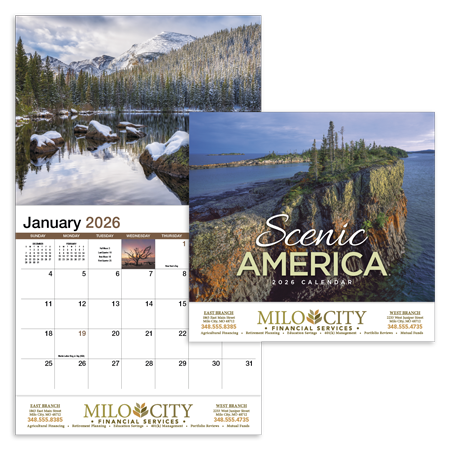 Custom Imprinted Calendar - Scenic America #800 Custom Imprinted Calendar - Scenic America #800