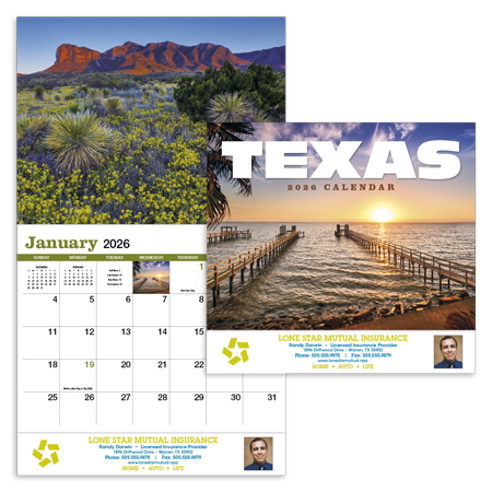 Custom Imprinted Calendar - Texas #836 Custom Imprinted Calendar - Texas #836