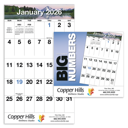 Custom Imprinted Calendar - Big Numbers #841 Custom Imprinted Calendar - Big Numbers #841