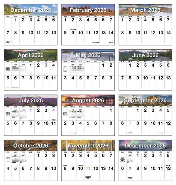 Click to Enlarge Monthly Images- Big Numbers #841 Custom Imprinted Calendar - Big Numbers #841