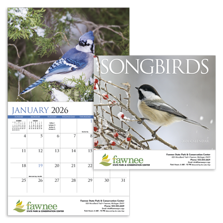 Custom Imprinted Calendar - Songbirds #875 Custom Imprinted Calendar - Songbirds #875