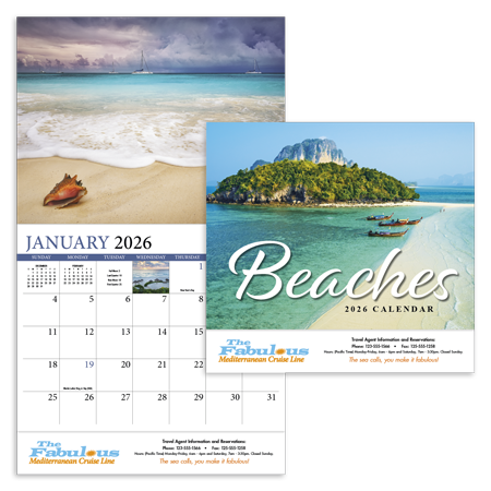 Custom Imprinted Calendar - Beaches #889 Custom Imprinted Calendar - Beaches #889