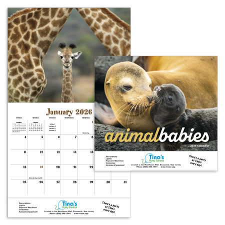 Custom Imprinted Calendar - Animal Babies #890 Custom Imprinted Calendar - Animal Babies #890